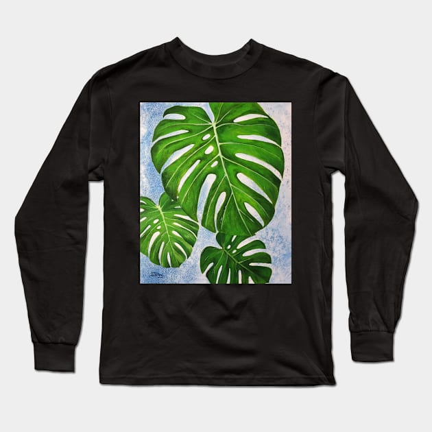 Monstera Leaf 1 Long Sleeve T-Shirt by JessKingArtist